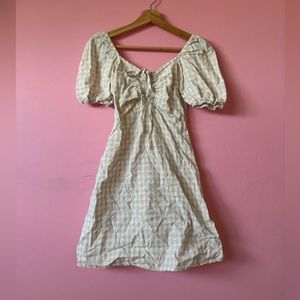 🌟GINGHAM COTTAGECORE MINI DRESS WITH CORSET TIE FRONT AND PUFF SLEEVES🌟